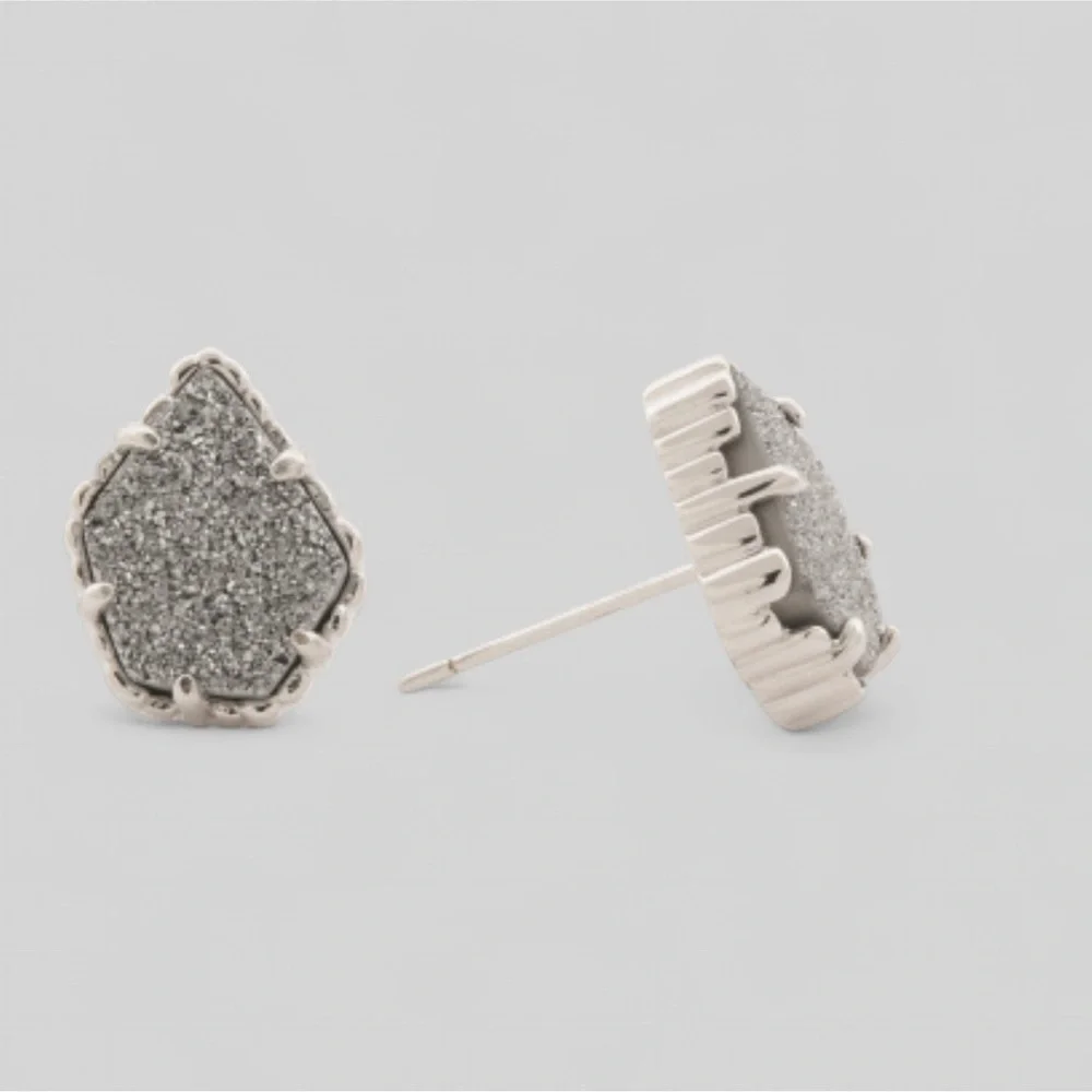 Kendra Scott-Rhodium Platinum rhodium Earrings NWT-Tessa Drusy - Picture 1 of 6